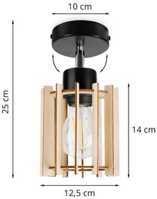 Bodové svietidlo Timber 7, 1x drevené tienidlo, kp
