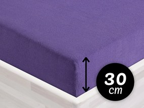 Froté napínacie prestieradlo na vysoký matrac FR-013 Fialové 90 x 220 - výška 30 cm