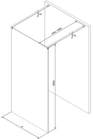 Mexen Kioto, sprchová zástena Walk-In 140 x 200 cm, 8mm číre sklo biely vzor, zlatý matný profil, 800-140-002-55-85