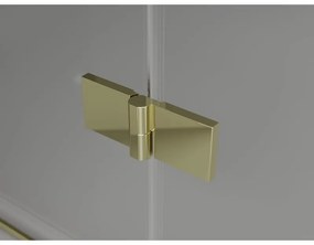 Mexen Lunar, L päťuholníkový sprchový kút naklápací doľava 80 x 80 cm, 8mm číre sklo, zlatý profil, 831L-080L-080P-50-00-L