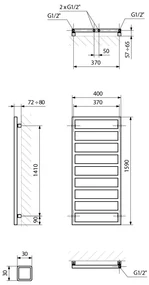 Sapho Sapho, GIANLUCA vykurovacie teleso 400x1590mm, čierna matná, GL159B