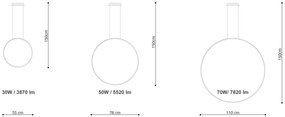 Závesné LED svietidlo Rio 110, 1x LED 70w, 3000k, b