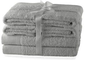 Sivé froté bavlnené uteráky a osušky v súprave 6 ks Amari – AmeliaHome