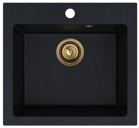 Sink Quality Ferrum 50, kuchynský granitový drez 490x450x195 mm + zlatý sifón, brocade, SKQ-FER.B.1K50.XG