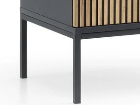 Nočný stolík Sento, čierna/dub wotan, s osvetlením