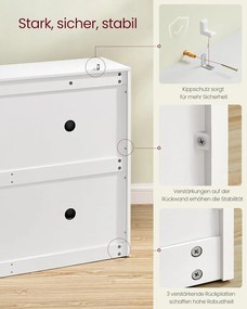 Skrinka na topánky VASAGLE so 4 dvierkami a nastaviteľnou deliacou stenou LBC035 Farba: biela