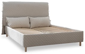 Béžová čalúnená dvojlôžková posteľ s roštom 180x200 cm Sleepy Luna – Miuform