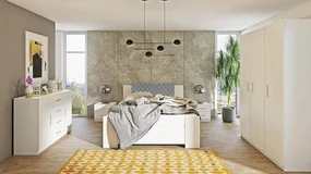 Spálňa Kler XII, Farby: biela / biela + ekokoža Soft Pik 029