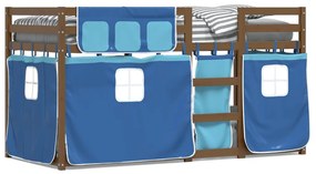 Poschodová posteľ so závesmi modrá 90x200 cm masívna borovica 3283866