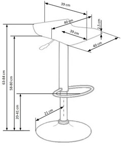 Barová stolička 84x40 cm čierna/chróm