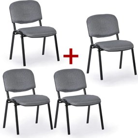 Konferenčná stolička VIVA PLUS 3+1 ZADARMO - čierne nohy, sivá