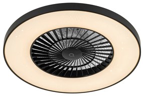 Inteligentný stropný ventilátor čierny s hviezdnym efektom 60 cm vrátane LED stmievateľného s diaľkovým ovládaním - Climo