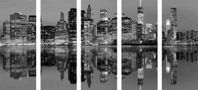 5-dielny obraz mesto Manhattan v čiernobielom prevedení - 200x100