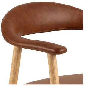 Koňakovohnedá/v prírodnej farbe jedálenská stolička z imitácie kože Addi – Actona