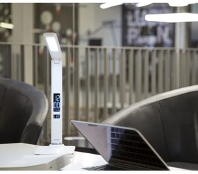 Immax 08934L - LED Stolná lampa s displejom KINGFISHER LED/9W/230V biela