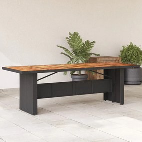 Záhradný stôl s akáciovou doskou čierny 240x90x75 cm polyratan 365595