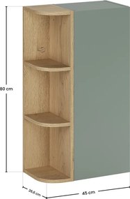 Závesná kúpeľňová skrinka Aster 45 cm zelená/dub cremona