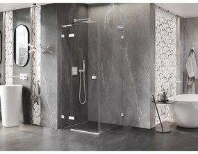 Mexen Lunar, L sklápací sprchový kút ľavý 100 x 100 cm, 8mm číre sklo, biely profil, 834L-100-100-20-00-L