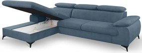 Rohová sedacia súprava Scala, denimovo modrá látka, ľavý roh