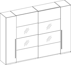 Šatníková skriňa Mega, 312 cm, dub wotan/šedá