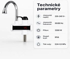 Prietokový ohrievač vody 3000 W s LCD displejom PW15419