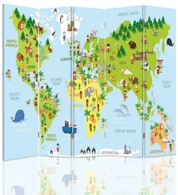 Gario Paraván Mapa sveta pre deti Rozmery: 180 x 170 cm, Prevedenie: Klasický paraván