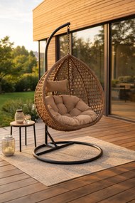 Skládací závěsné houpací křeslo Houseland Lisso XL hnědé