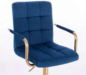 LuxuryForm DESIGN Stolička VERONA GOLD VELUR na zlatej základni s kolieskami - modrá