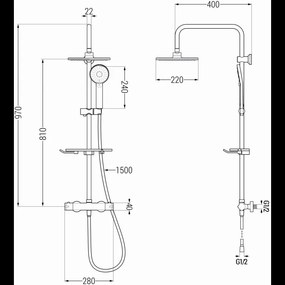 Mexen KT40 sprchový set s termostatickou batériou Kai, grafitová, 771504093-66