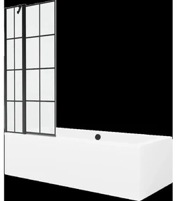 Mexen Cube obdĺžniková vaňa 170 x 80 cm s obkladom a 1-krídlovou sprchovou zástenou 80 cm, Čierny vzor - 550517080X9408117077
