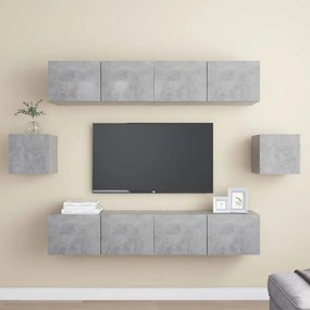 6-dielna súprava TV skriniek betónovo-sivá drevotrieska