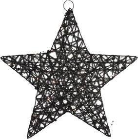 Vianočná dekorácia hviezda STARIELLE s LED osvetlením 30 cm, čierna