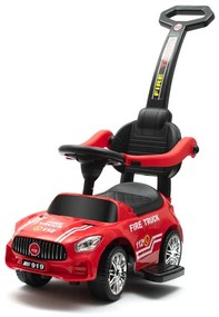 Detské odrážadlo so zvukom a vodiacou tyčou Baby Mix HASIČI červené