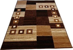 Hnedo-čierny koberec so vzorom kocky Shiraz BCF – nízky vlas Rozmer: 80x150 cm