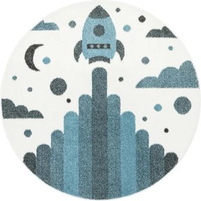 Koberec Lima G756A raketa, krémový / modrý kruh
