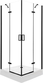 Novoterm Štvorcový sprchový kút NV-Flow 90x90 čierna/transparent + vanička