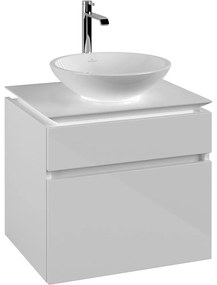 VILLEROY &amp; BOCH Legato závesná skrinka pod umývadlo na dosku (umývadlo v strede), 2 zásuvky, 600 x 500 x 550 mm, Glossy White, B56800DH