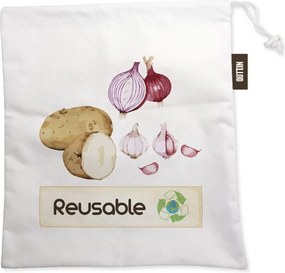 QUTTIN Vrecko na zemiaky, cibuľu alebo cesnak, REAUSABLE biely 39,5 x 35cm