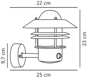 Nordlux - Vonkajšie nástenné svietidlo so senzorom BLOKHUS 1xE27/60W/230V IP54