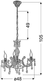 Candellux Zlatý krištáľový luster Maria Teresa pre žiarovku 3x E14 33-94639