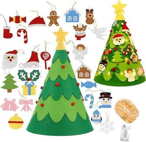 3D Vianočný DYI stromček pre deti s ozdobami