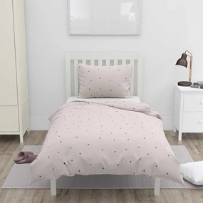 Home Elements Bavlnené obliečky na jednolôžko, obojstranné, Kvetiny ružové a svetlo šedé