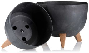 PLASTOVÝ KVETINÁČ ROSA ECO 15X24 CM IMITÁCIA BETÓNU ČIERNA