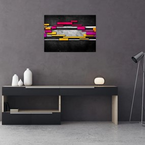 Sklenený obraz farebné abstrakcie na čiernom pozadí (70x50 cm)