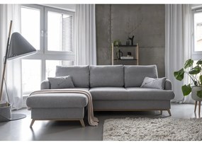 Svetlosivá rozkladacia/s úložným priestorom rohová pohovka (ľavý roh/s leňoškou) Scandic Lagom – Miuform