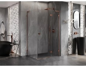 Mexen Lunar, L výklopný sprchový kút pravý 90 x 80 cm, 8mm číre sklo, profil ružové zlato, 834L-090-080-60-00-P