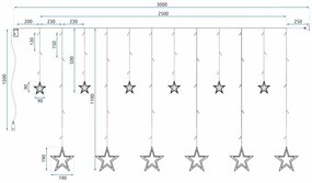 Tutumi, LED hviezdna girlanda 3m + ovládač CD002-138, CHR-00329