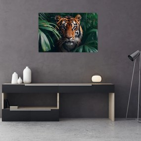 Obraz - Portrét tigra v džungli (90x60 cm)