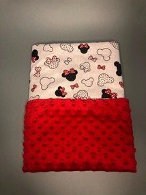 Deka Biela Mickey Mouse/minky červená 100x75 cm