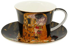 HOME ELEMENTS Šálka s podšálkou, 250 ml, Klimt Bozk čierny
